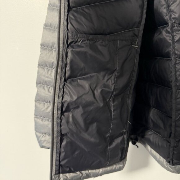 Lolë Gray Duck Down/Feather Quilted Lightweight Hooded Puffer Jacket Coat  L - Picture 5 of 9
